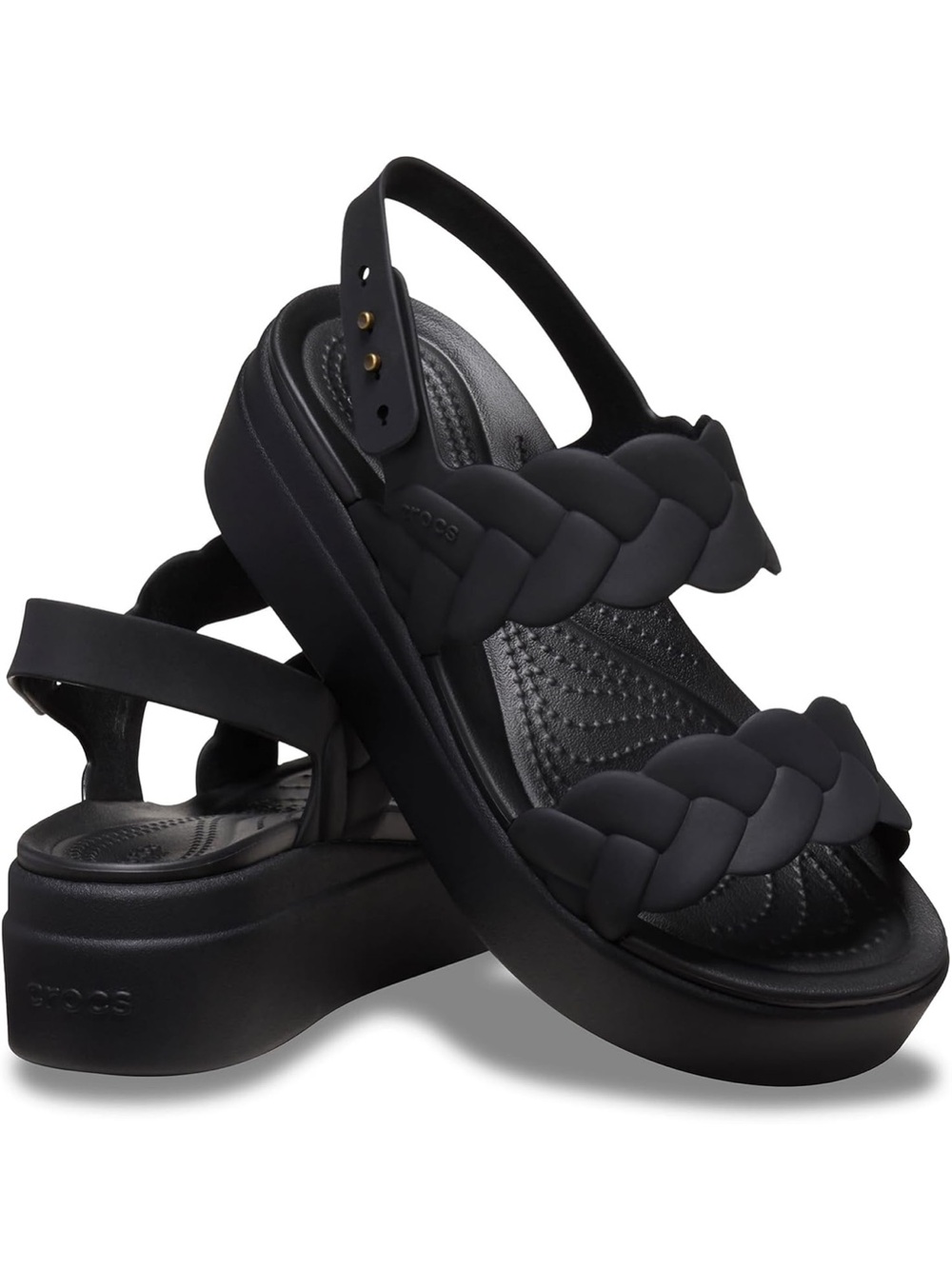 Black Braided Platform Sandals - Women